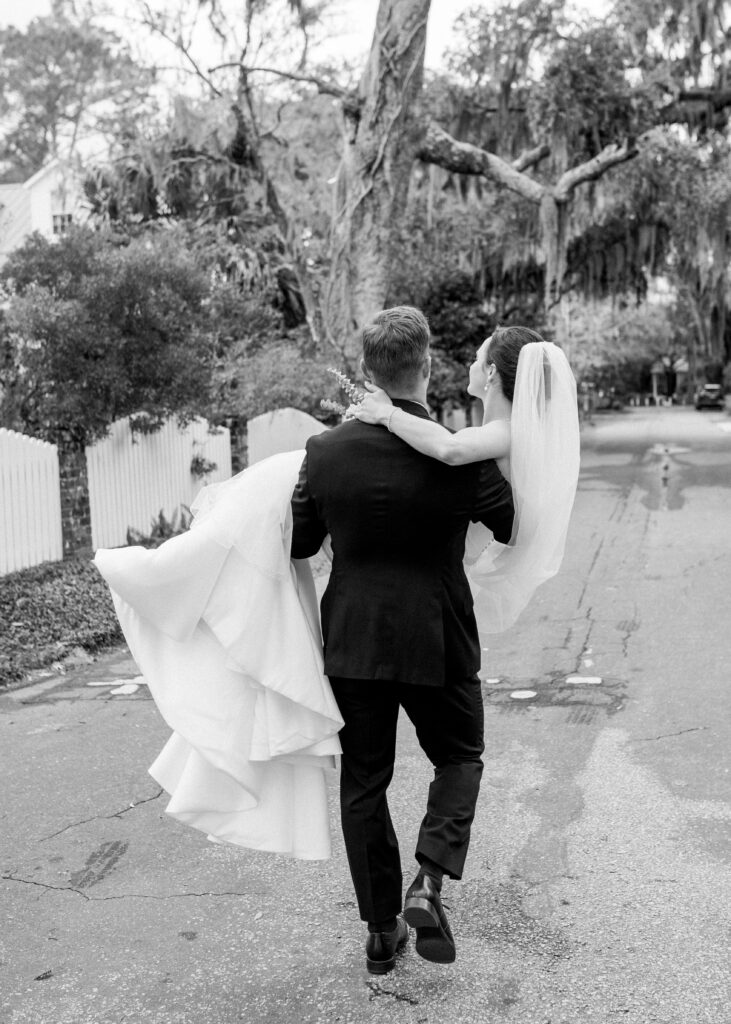 bride and groom during their modern day fairy tale wedding in savannah