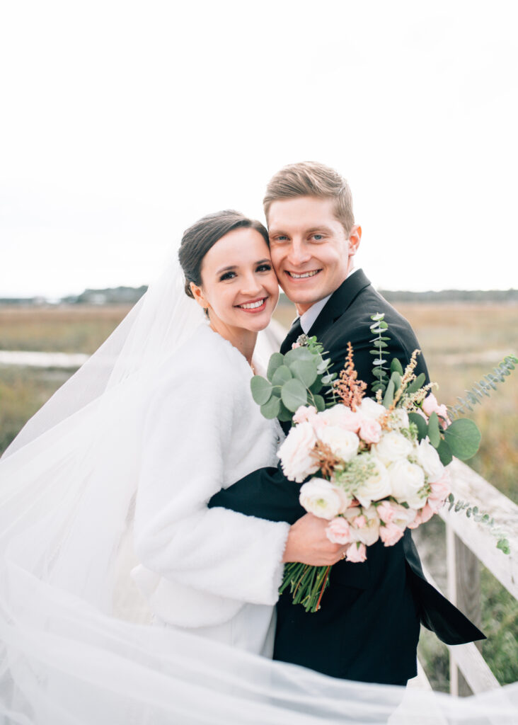 bride and groom during their modern day fairy tale wedding in savannah