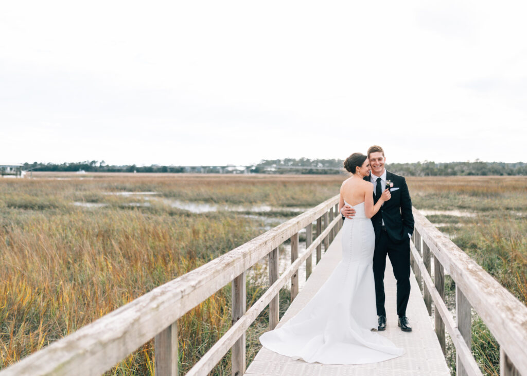 bride and groom during their modern day fairy tale wedding in savannah