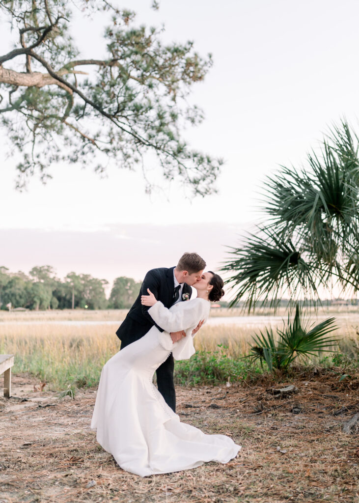 bride and groom during their modern day fairy tale wedding in savannah