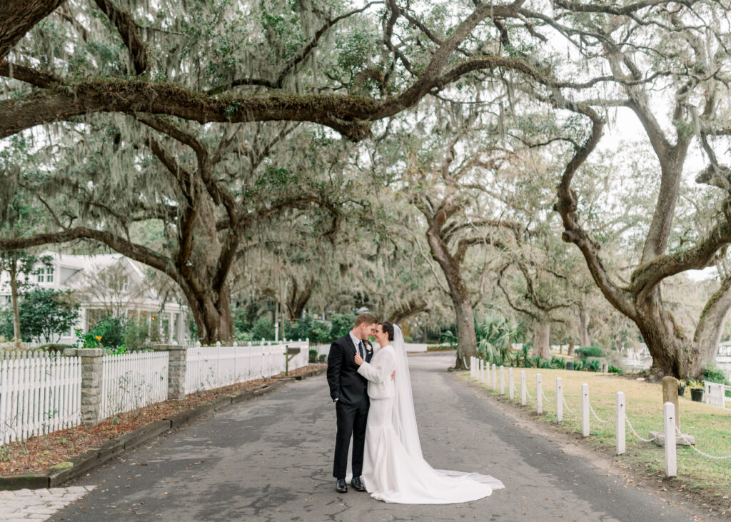 bride and groom during their modern day fairy tale wedding in savannah