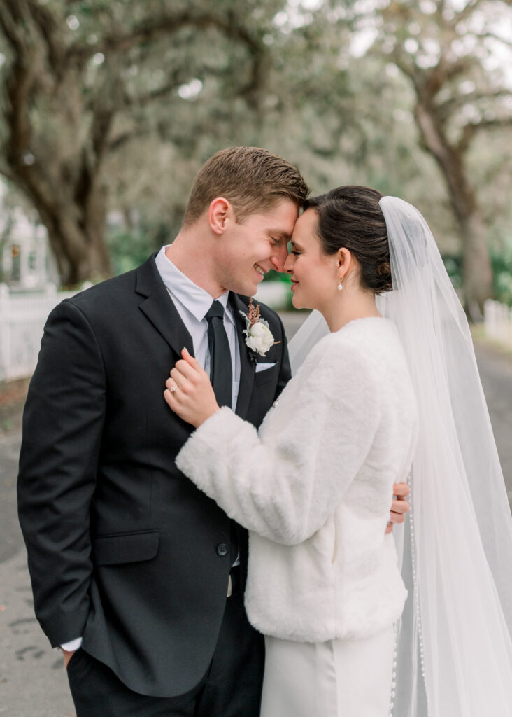 bride and groom during their modern day fairy tale wedding in savannah