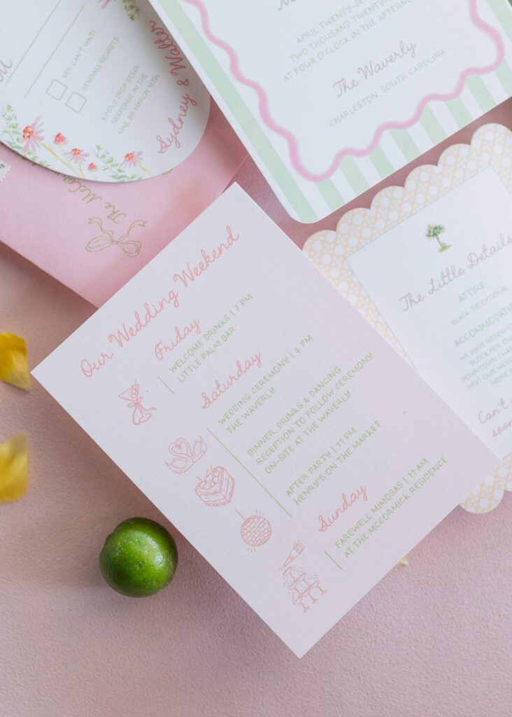 The Waverly Springtime Soiree invitation flatlay