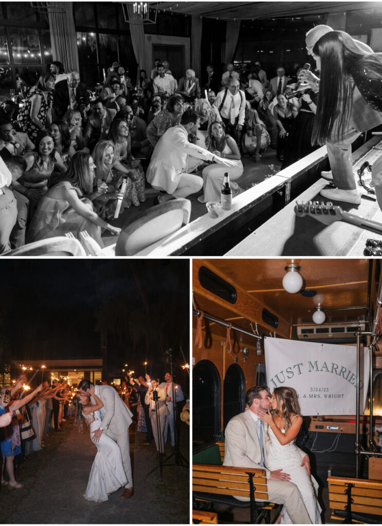 reception dancing and sparkler exit