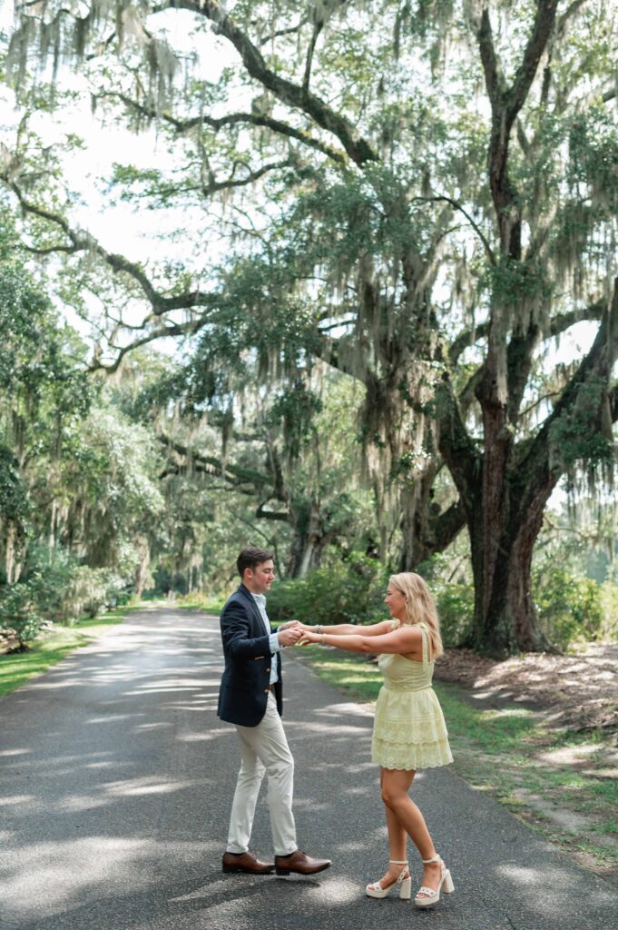 Southern engagement photos at Magnolia Plantation and Gardens in Charleston