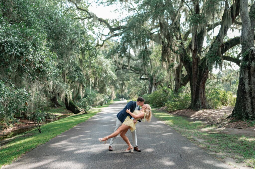 Southern engagement photos at Magnolia Plantation and Gardens in Charleston